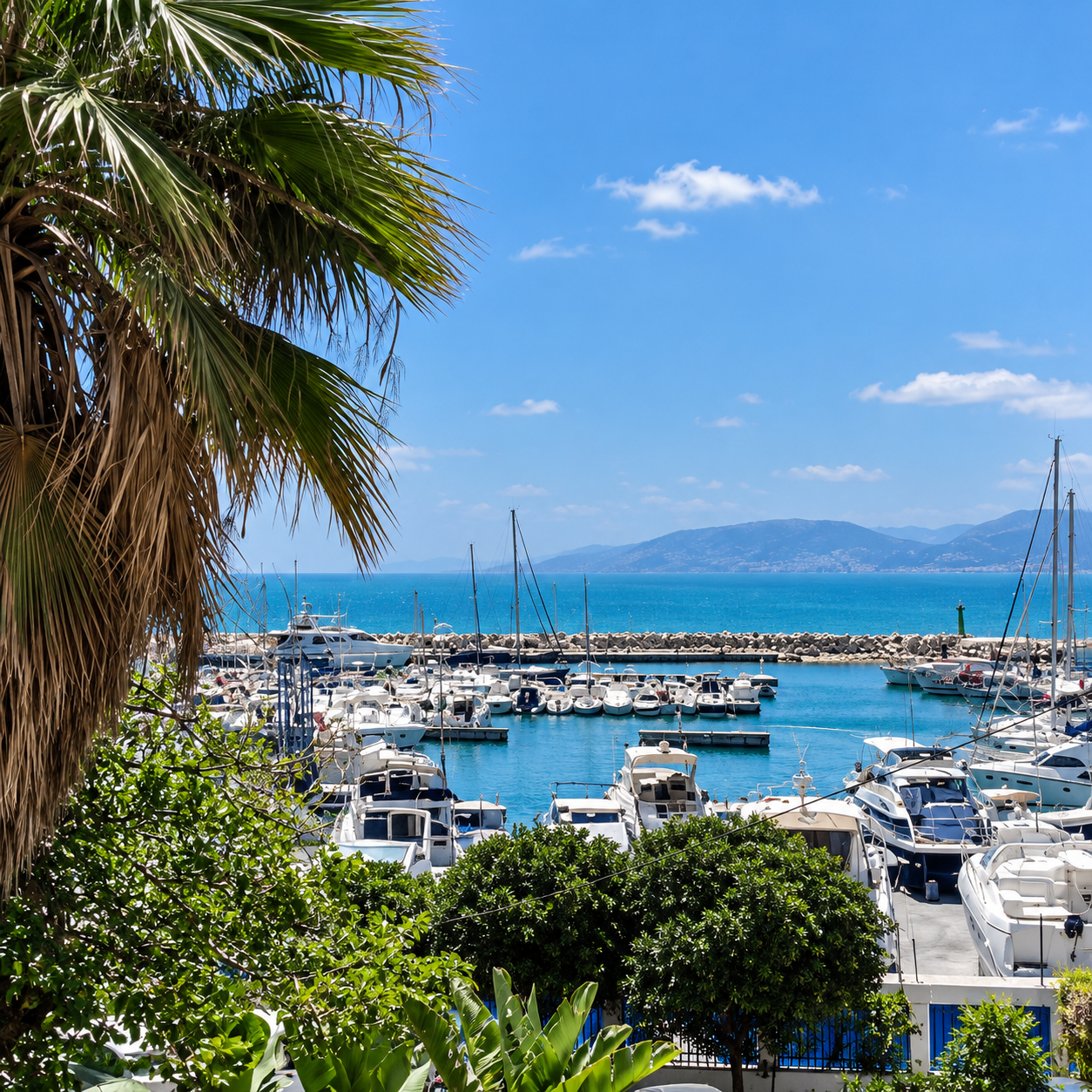 Le port de Sidi Bou Saïd et la Méditerranée, vus depuis Le Pirate